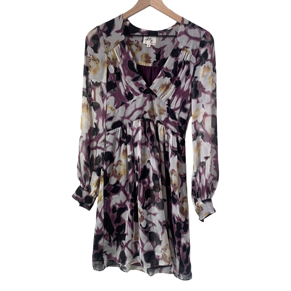 MILLY of New York‎ 100% Silk Long Sleeve Floral Dress
